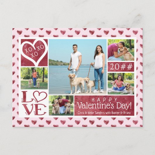 5 de Harten Valentijn van de Waterverf van de Wijn Feestdagenkaart (Voorkant)