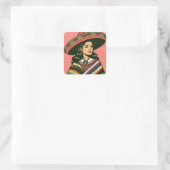 5 de Mayo Fiesta Retro Sarape Party Favoriet Vierkante Sticker (Tas)