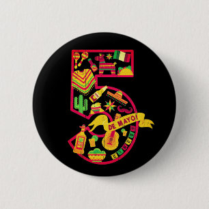 5 De Mayo - Mexicaanse pictogrammen Ronde Button 5,7 Cm