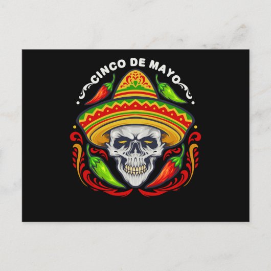 5 De Mayo Mexican Sugar Skull, Cinco De Mayo Skull Briefkaart (Voorkant)