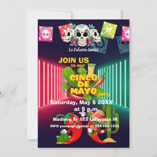 5 de Mayo party Invitation Kaart (Voorkant)