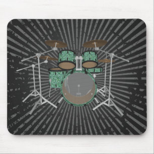 5 delige Drum Kit - Aangepaste groene drums - Mous Muismat