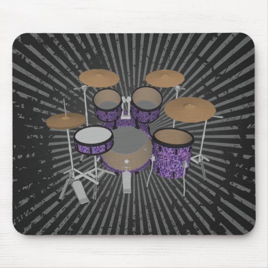 5 delige Drum Kit - Aangepaste Violet Drums - Mous Muismat (Voorkant)