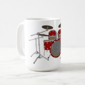 5 delige Drum Kit - Rood - Koffie Mok - Drum Set (Voorkant links)