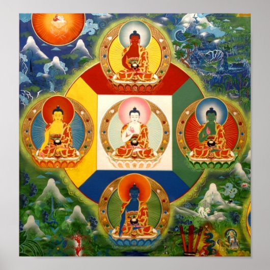 5 Dhyani Buddhas Poster (Voorkant)