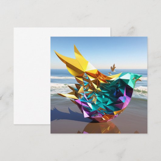 5-dimensionale origami seabird notitiekaartje (Voorkant / Achterkant)