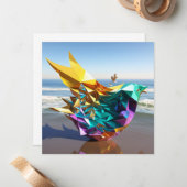 5-dimensionale origami seabird notitiekaartje (Voorkant / Achterkant in situ)