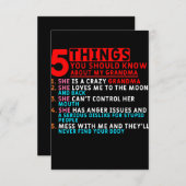 5 dingen die je moet weten over mijn oma bedankkaart (Voorkant / Achterkant)