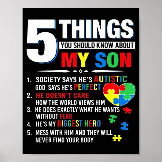 5 dingen die je moet weten over mijn Son Autism Poster (Voorkant)