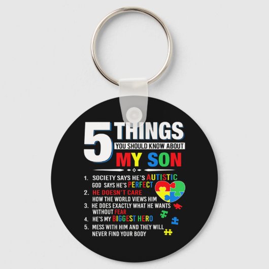 5 dingen die je moet weten over mijn Son Autism Sleutelhanger (Voorkant)