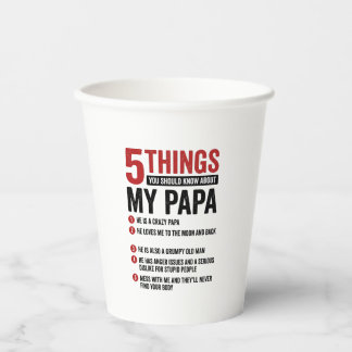 5 dingen over mijn papa grappig vintage shirt ontw papieren bekers