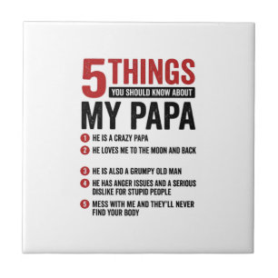 5 dingen over mijn papa grappig vintage shirt ontw tegeltje