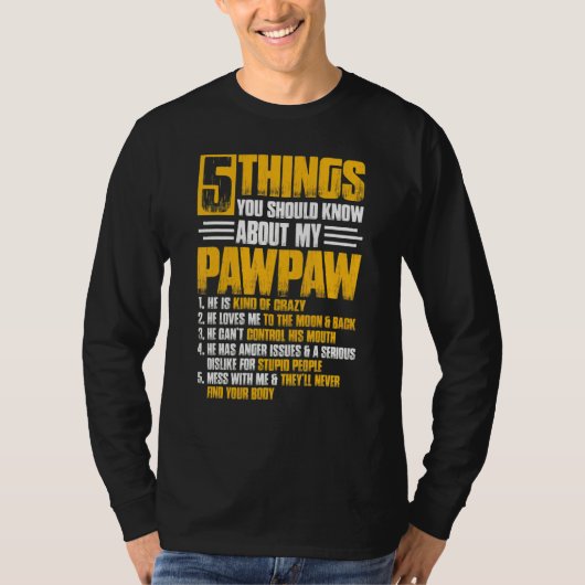 5 Dingen Pawpaw Oppa Fathers Dag Kerstdag T-shirt (Voorkant)