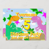 5 Dinosaur Birthday Party uitnodigingen (Voorkant / Achterkant)