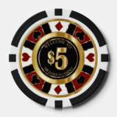 $5 Dollar Casino Poker Chip Las Vegas - Rood / Gou (Voorkant)