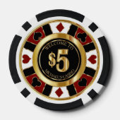 $5 Dollar Casino Poker Chip Las Vegas - Rood / Gou (Achterkant)