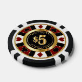 $5 Dollar Casino Poker Chip Las Vegas - Rood / Gou (Enkel)