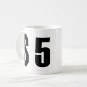 5 dollar koffiemok (Voorkant links)