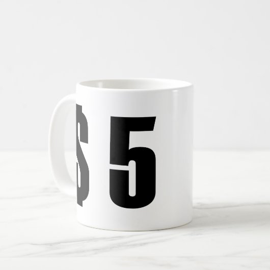 5 dollar koffiemok (Voorkant links)