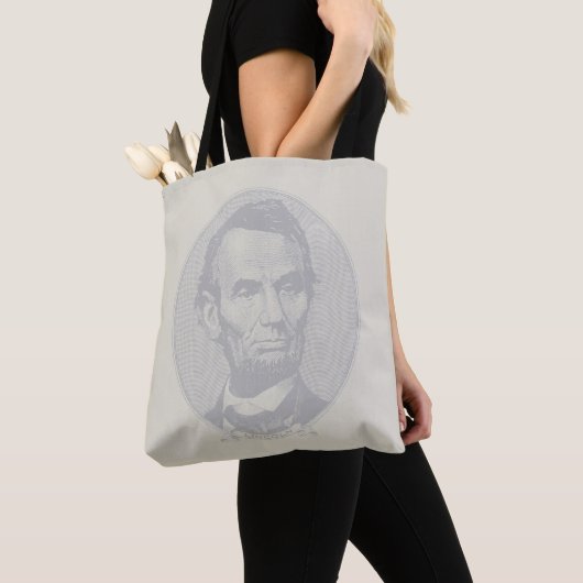 5 dollar voor President Abraham Lincoln Tote Bag (Dichtbij)