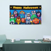 5' door 3' vinyl Halloween banner met monsters. (Beurs)