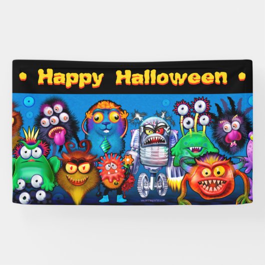 5' door 3' vinyl Halloween banner met monsters. (Horizontaal)