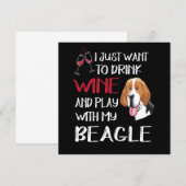 5 Drink Wijn En Speel Met Mijn Beagle Kaart (Voorkant / Achterkant)