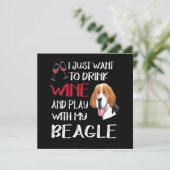 5 Drink Wijn En Speel Met Mijn Beagle Kaart (Staand voorkant)