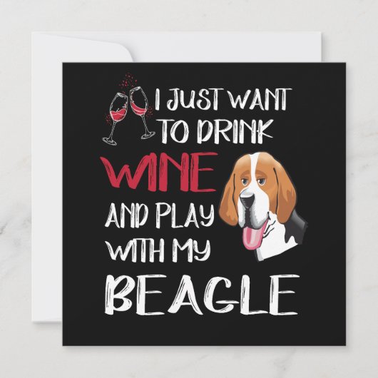 5 Drink Wijn En Speel Met Mijn Beagle Kaart (Voorkant)