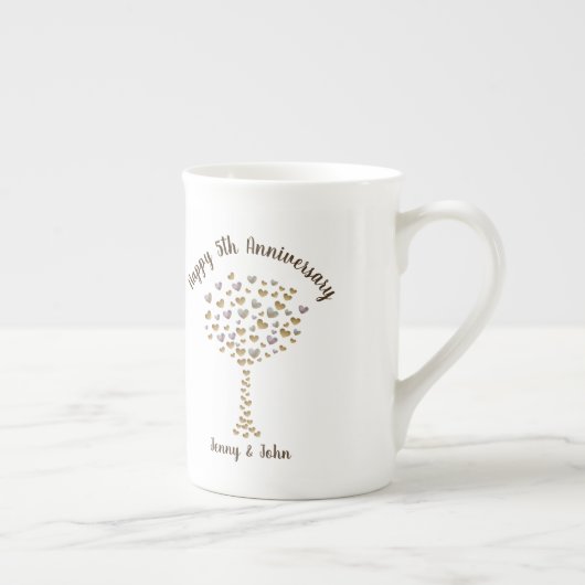 5 ^ e huwelijksdag man en vrouw porselein kop (Rechts)