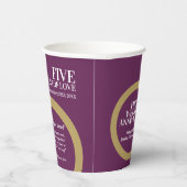 5 ^ e huwelijksdag roze ring leuke feiten aan papieren bekers (Rechts)