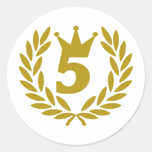5-echt-laurierkroon ronde sticker (Voorkant)