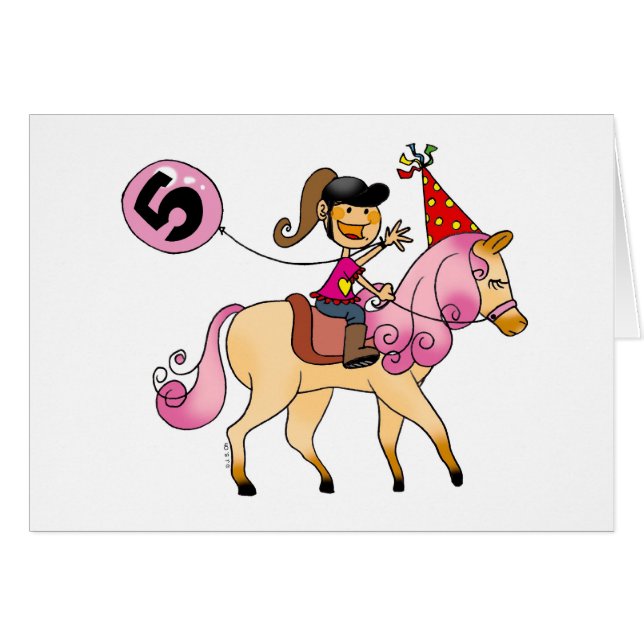 5 éénjarigenmeisje op een pony (Voorkant Horizontaal)