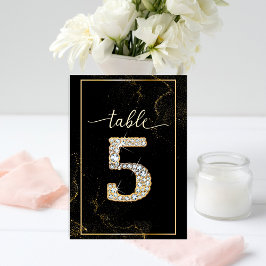5 Elegante Diamanten Afdrukbare Tafel Nummers Kaart