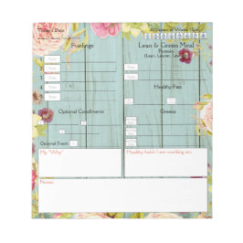 5 en 1 Food Journal Floral and Wood Design Notepa Notitieblok