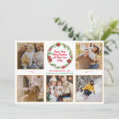 5 Familiefoto Moderne Vrolijke Kerstvakantie Kaart (Staand voorkant)