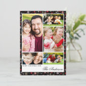5 Foto Aangepaste Naam Kerst Flat Kaart (Staand voorkant)