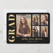 5 Foto Afstudeerder Collage Modern Script Black en Aankondiging (Voorkant)