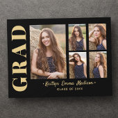 5 Foto Afstudeerder Collage Modern Script Black en Briefkaart