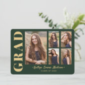 5 Foto Afstudeerder Collage Modern Script Green en Aankondiging (Staand voorkant)