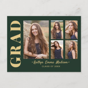 5 Foto Afstudeerder Collage Modern Script Green en Briefkaart
