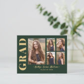 5 Foto Afstudeerder Collage Modern Script Green en Briefkaart (Staand voorkant)