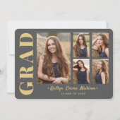 5 Foto Afstudeerder Collage Modern Script Grey and Aankondiging (Voorkant)