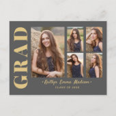5 Foto Afstudeerder Collage Modern Script Grey and Briefkaart (Voorkant)