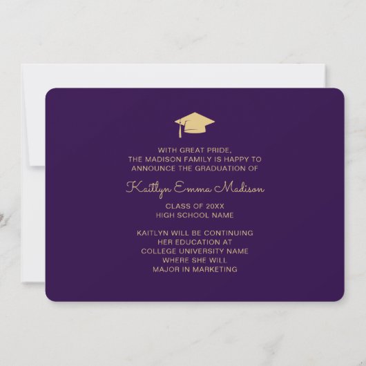 5 Foto Afstudeerder Collage Modern Script Paars en Aankondiging (Achterkant)