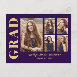 5 Foto Afstudeerder Collage Modern Script Paars en Briefkaart