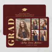 5 Foto Afstudeerder Collage Modern Script Red en G Aankondiging (Voorkant / Achterkant)