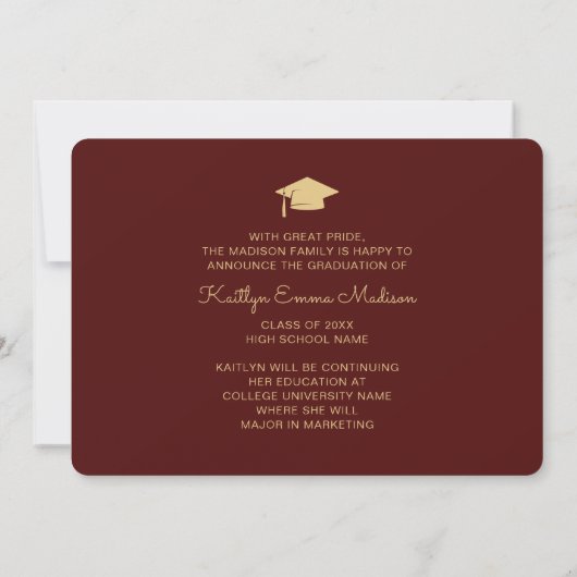 5 Foto Afstudeerder Collage Modern Script Red en G Aankondiging (Achterkant)