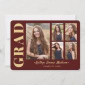 5 Foto Afstudeerder Collage Modern Script Red en G Aankondiging (Voorkant)