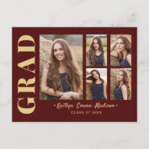 5 Foto Afstudeerder Collage Modern Script Red en G